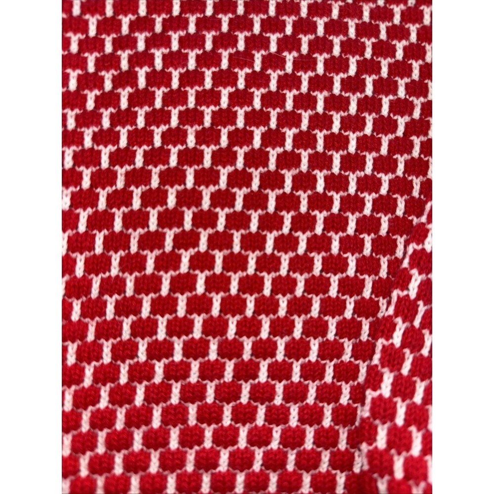 Vintage Zara Size Small Knit Crewneck Sweater Red White With Black Trim - Picture 2 of 4